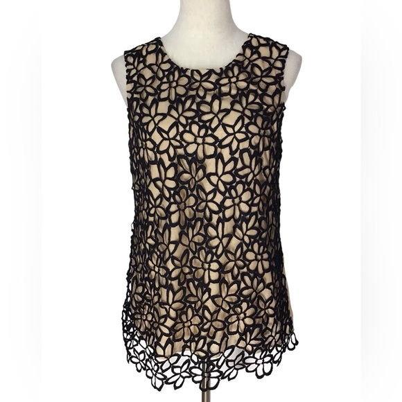 Neiman Marcus Target Lela Rose Floral Lace Sleeveless Blouse Size Medium - Picture 1 of 7